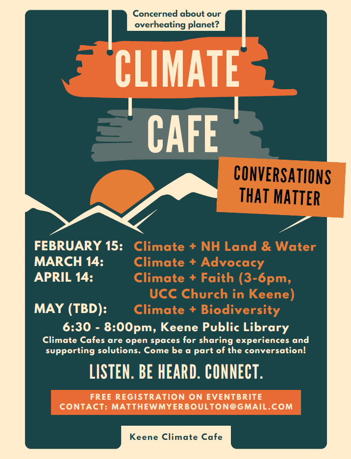 flyer with winter Climate Cafe details
